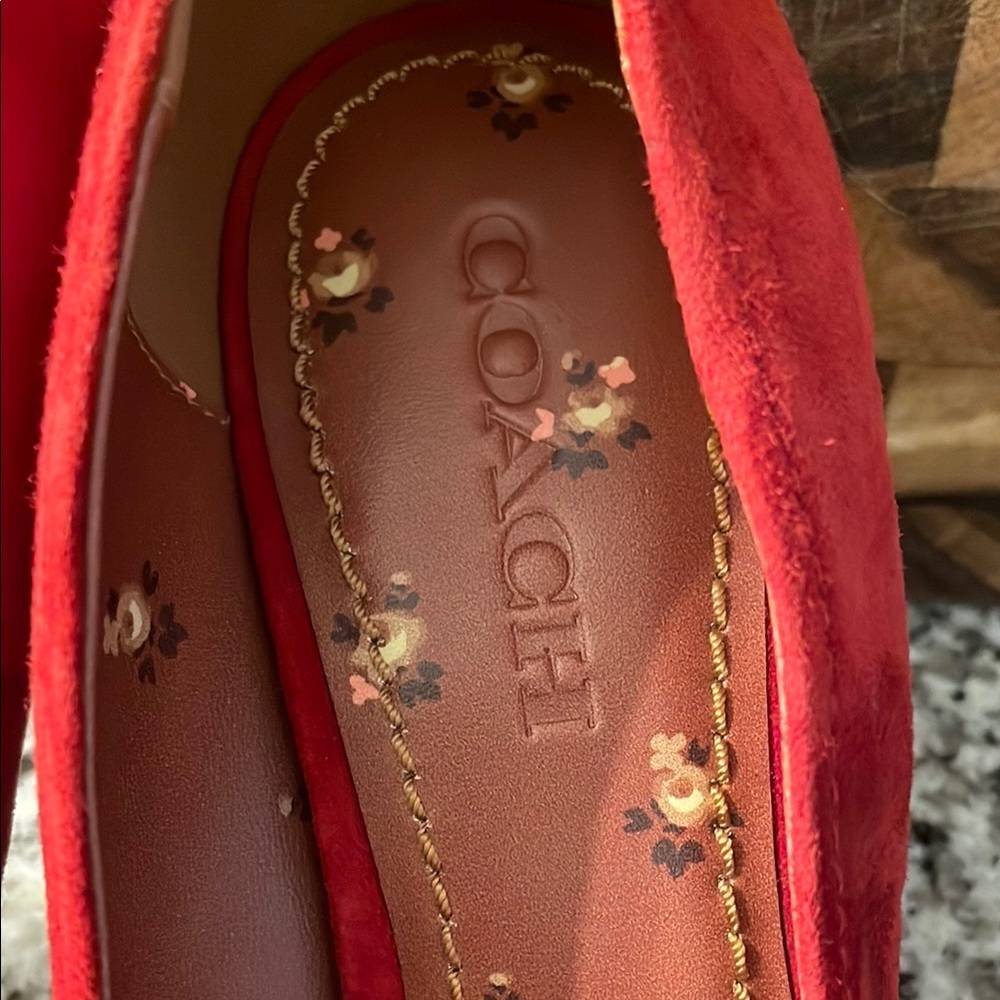 Coach Red Suede Women's Heels Size 10 - Picture 8 of 8